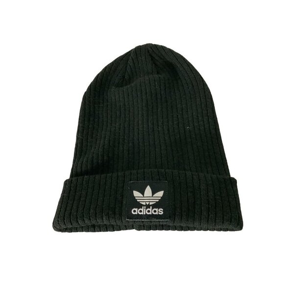 ADIDAS LADIES SOLID BLACK RIBBED PATTERN BEANIE NWOT OS - Picture 7 of 8